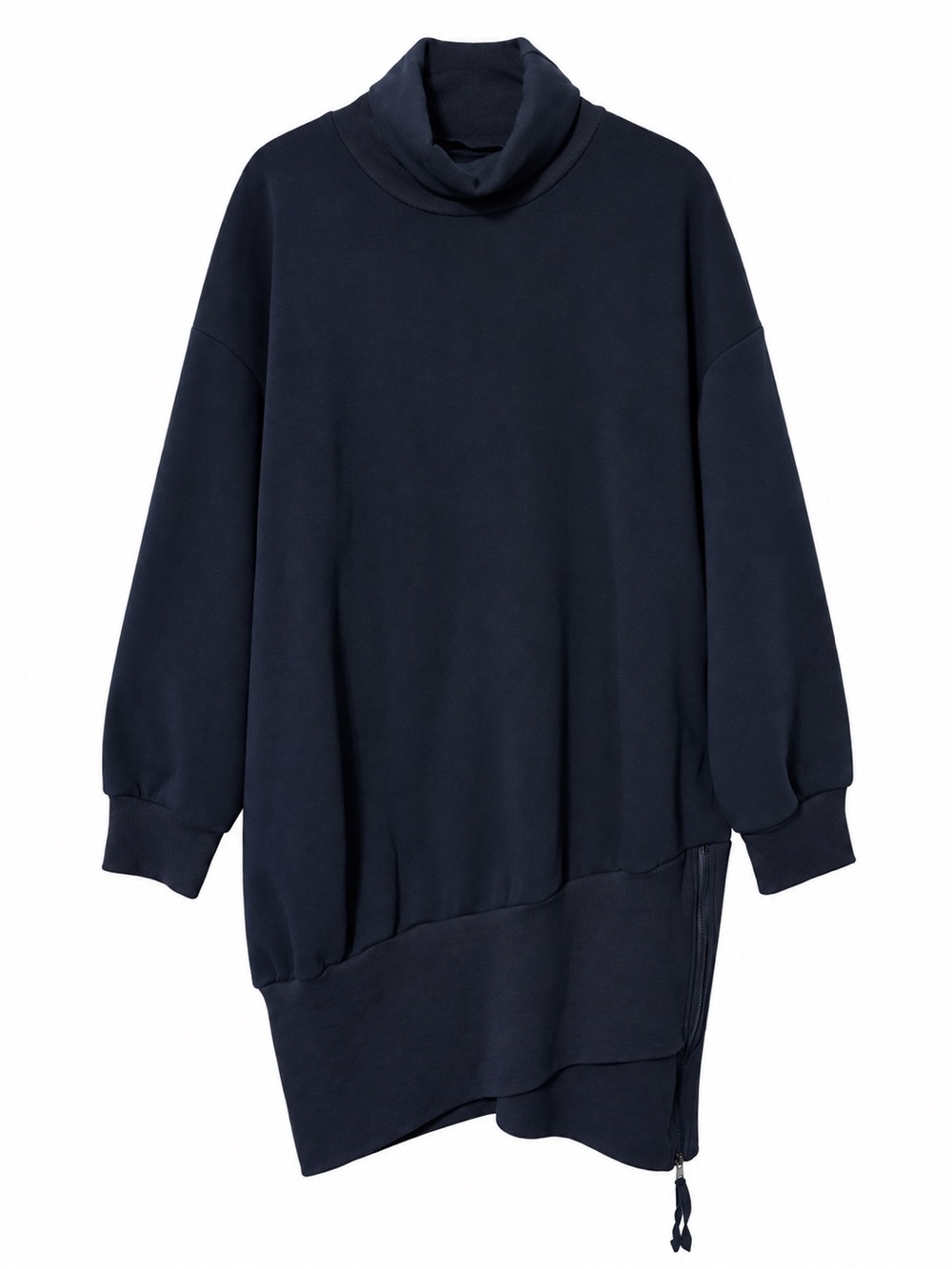 BTFBM Navy Turtleneck Sweater Dress XL NWT Asymmetrical Zip Hem